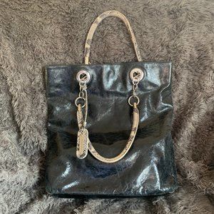 Cynthia Rowley Women's Handbag Purse Black Leather/Skin Double Handle Tote Bag